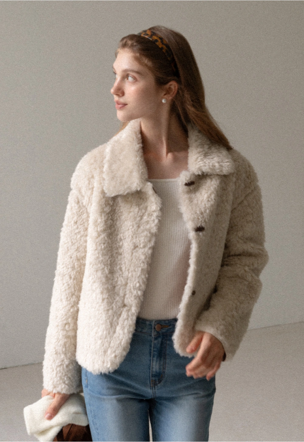 Women Faux Shearling Jacket Short Teddy Coat Winter