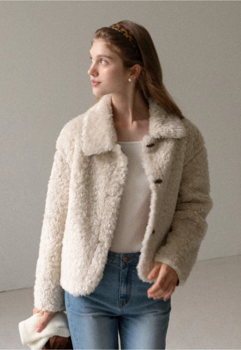 Women Faux Shearling Jacket Short Teddy Coat Winter