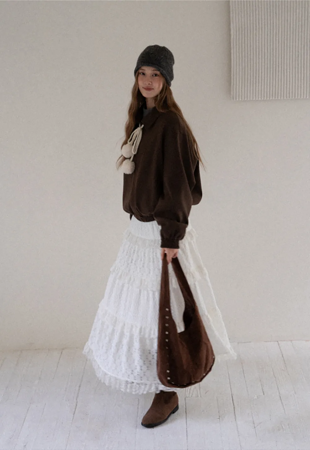 Tiered Lace Midi Skirt