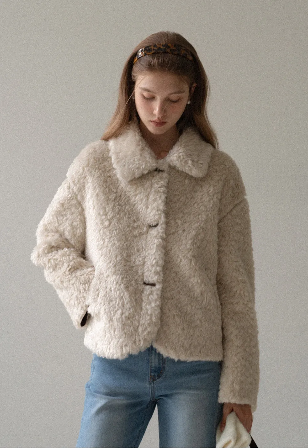 Women Faux Shearling Jacket Short Teddy Coat Winter