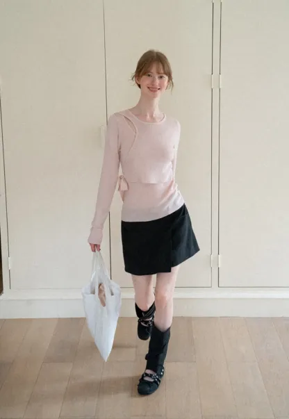 Asymmetrical Wrap Front High Waist Skirt