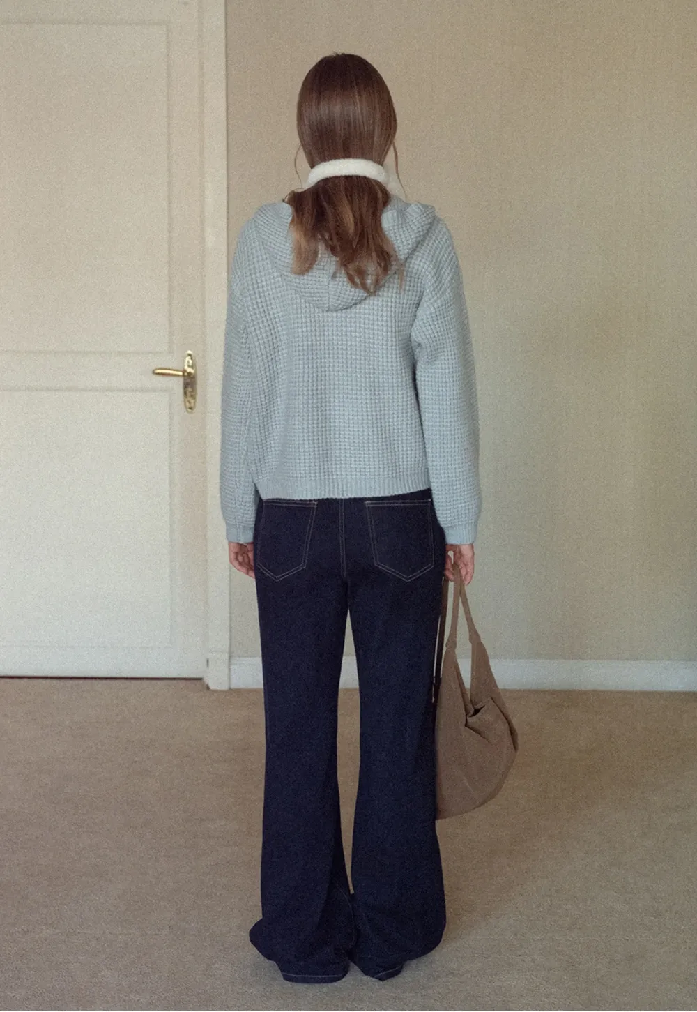 Womens Zip-up Waffle Knit Hoodie