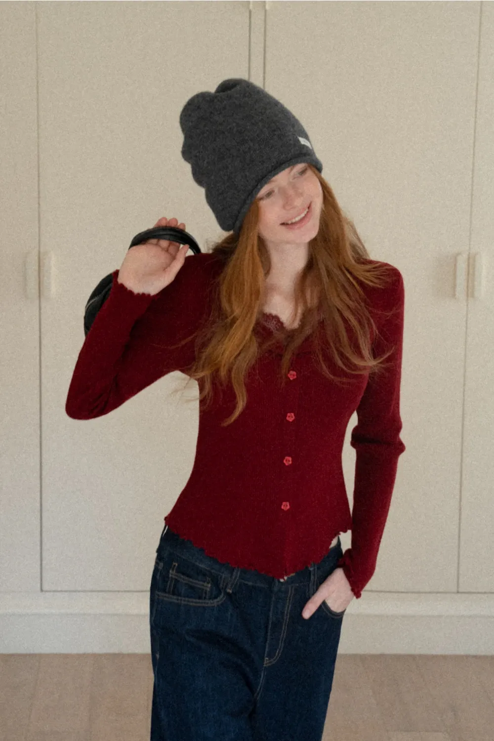 Lace Trim Ribbed Knit Top