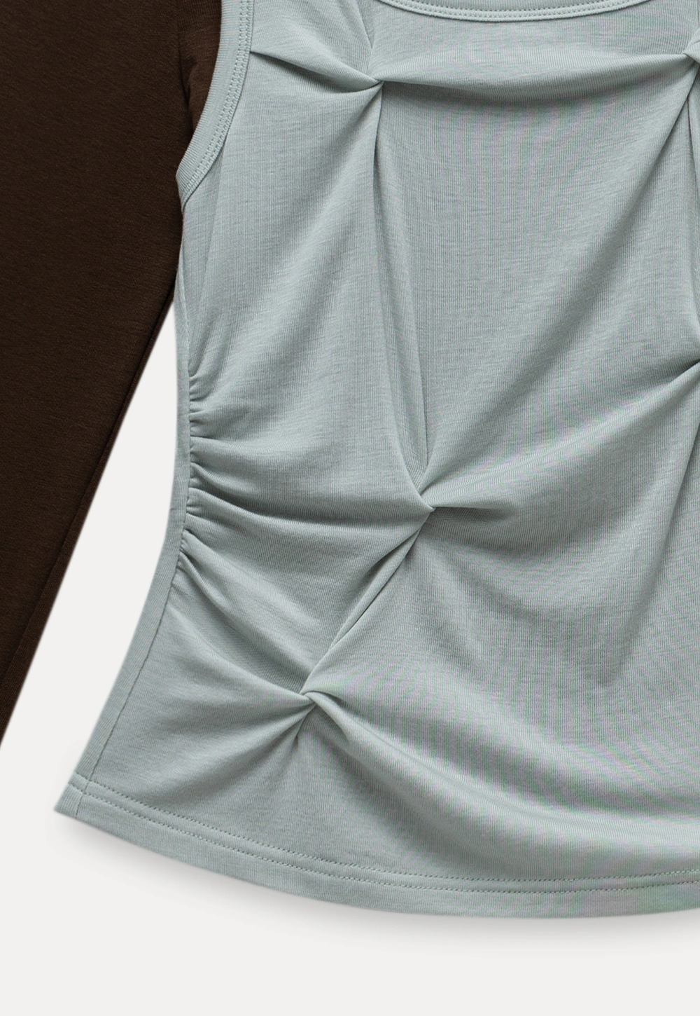 Women's Cami-Overlay Ruched Long Sleeve Top