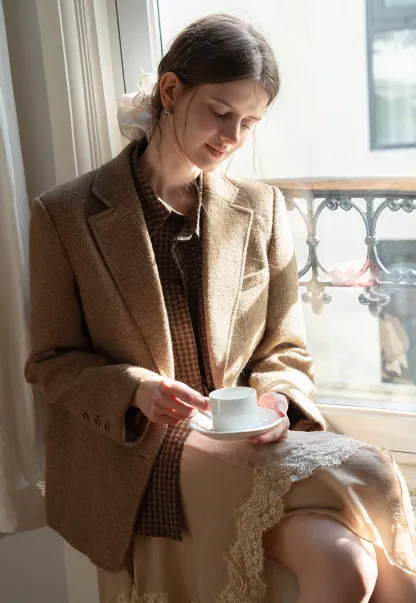 Classic Brown Tweed Blazer