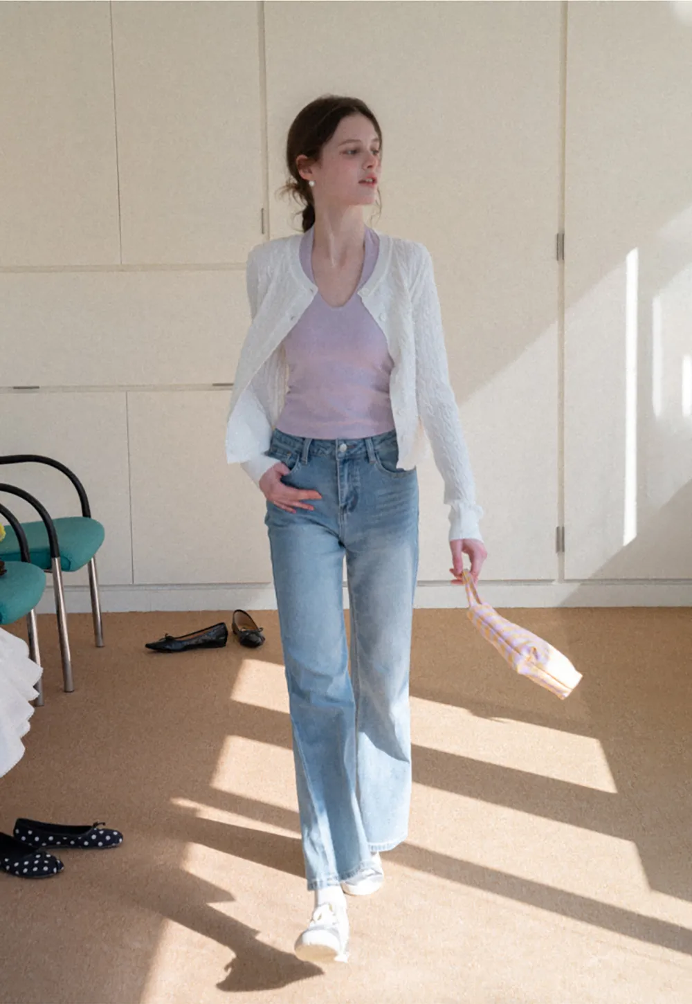 V neck halter tank top with fitted silhouette