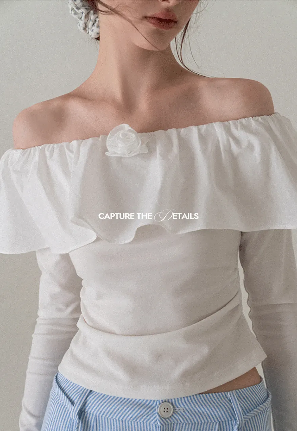 Off Shoulder Ruffled Top with Long Sleeves