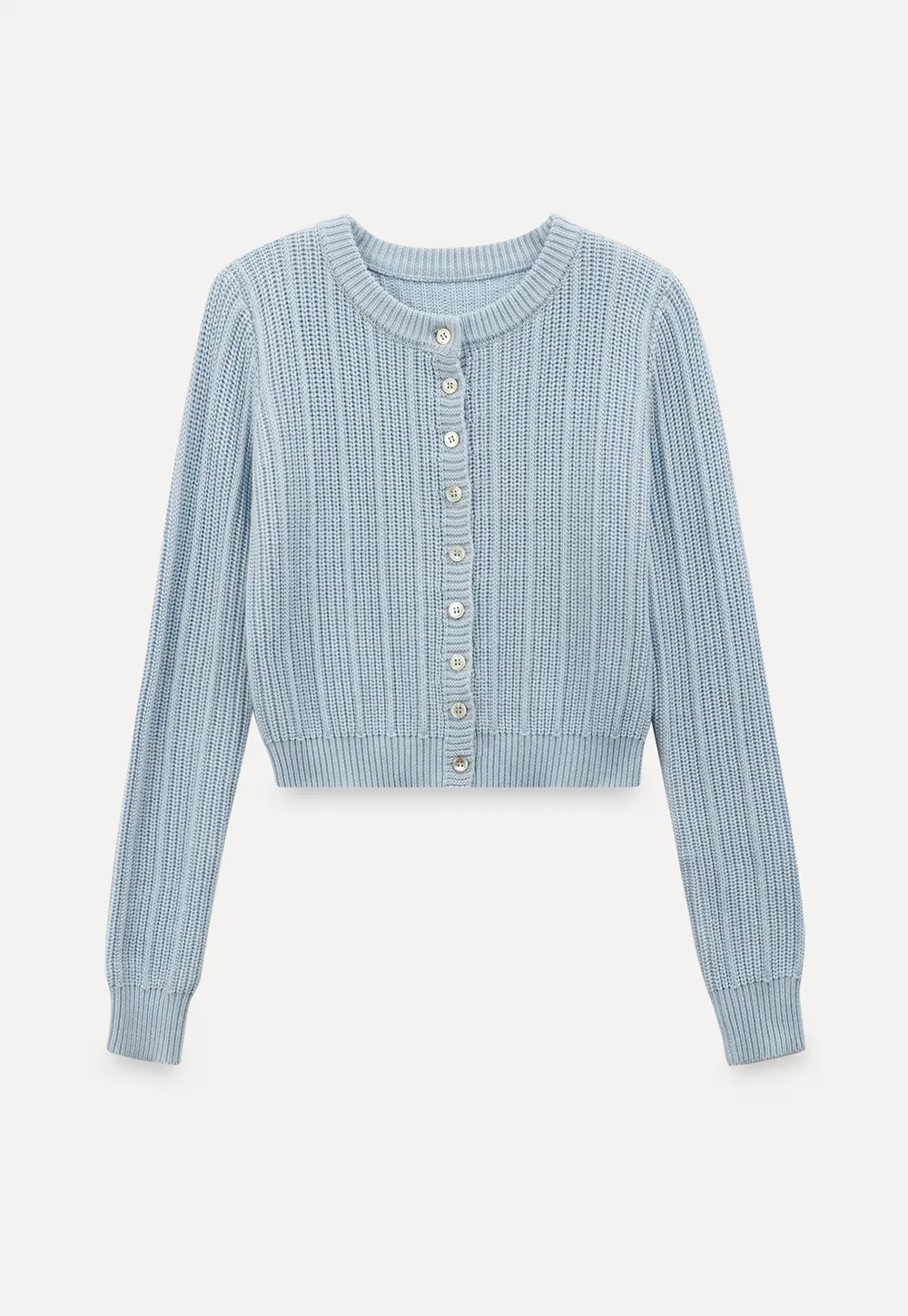 Ribbed Knit Cardigan with Button Closure