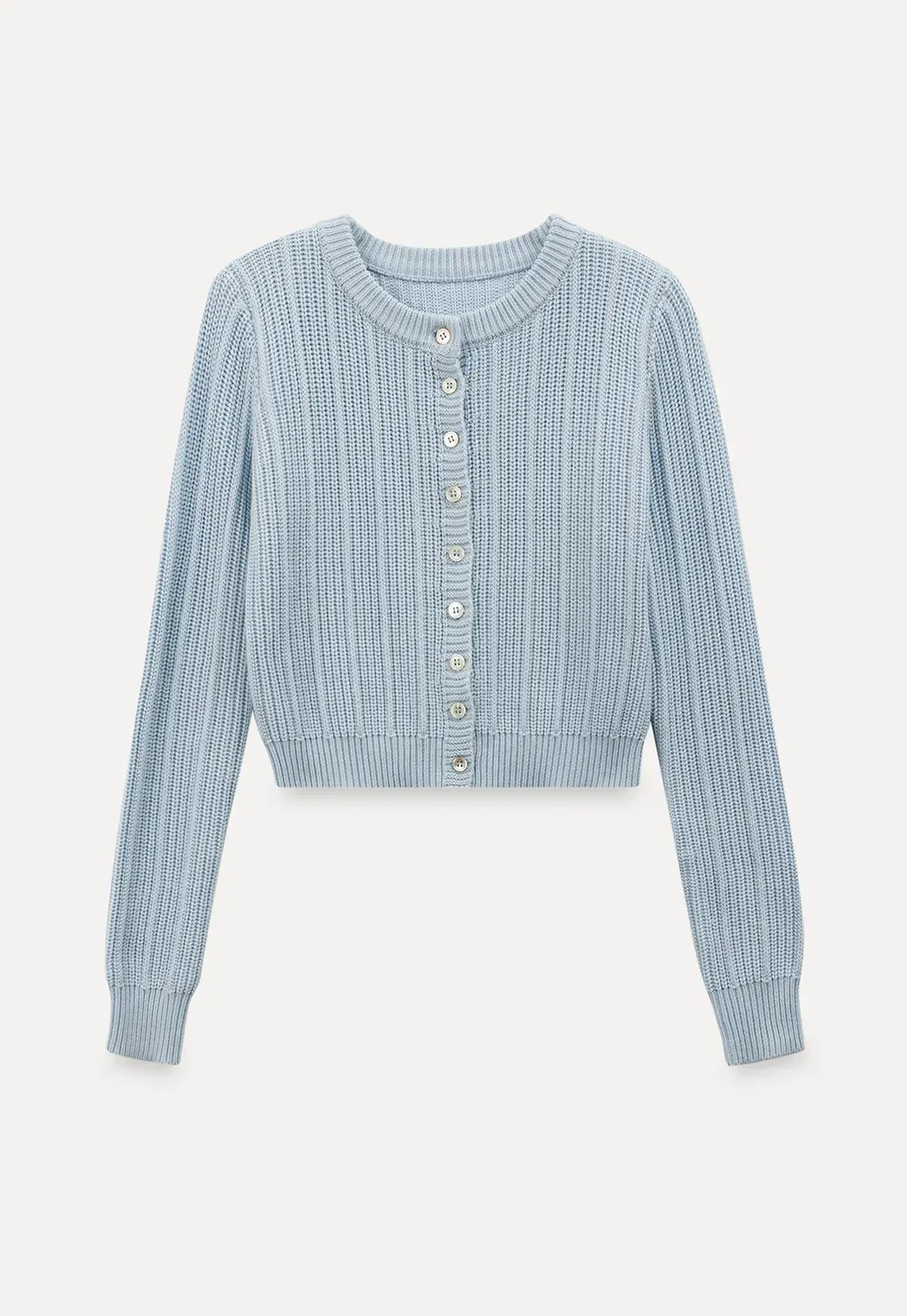 Ribbed Knit Cardigan with Button Closure