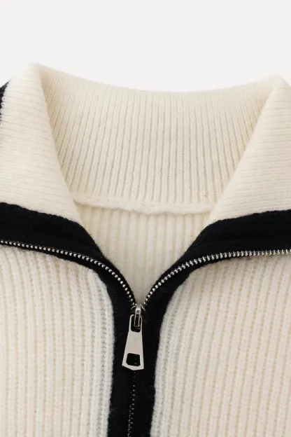 Women’s Sailor Collar Half Zip Sweater