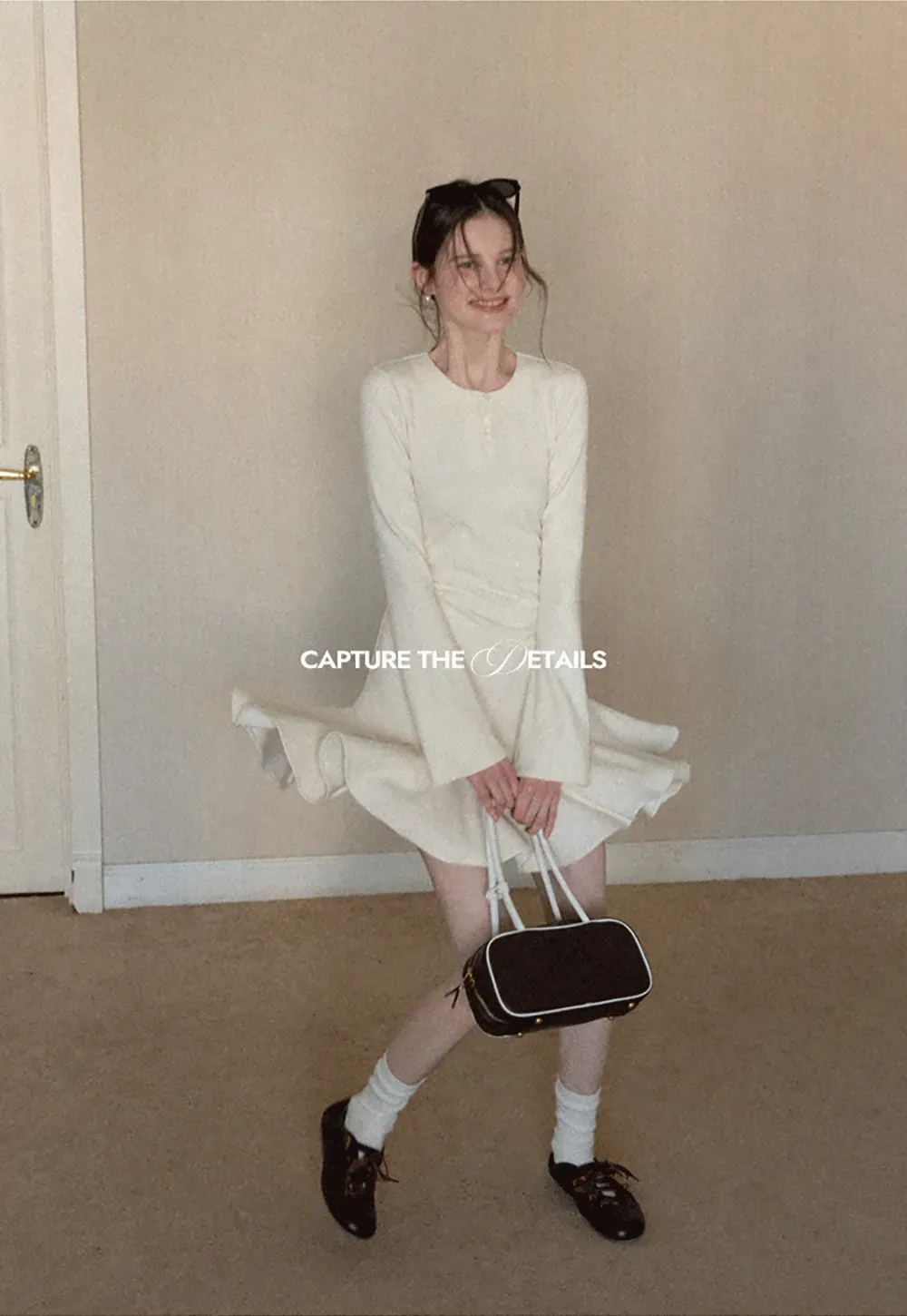 Elegant Flared Sleeve Mini Dress with Ruffle Hem