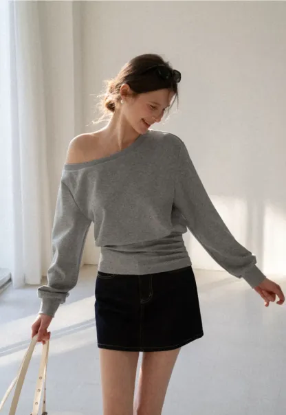 asymmetric sleeve casual sweater top