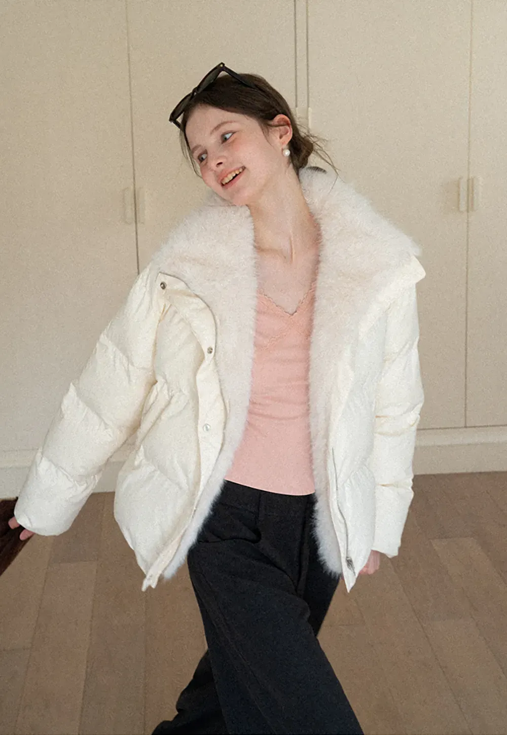 Fur Collar Puffy Short Jacket