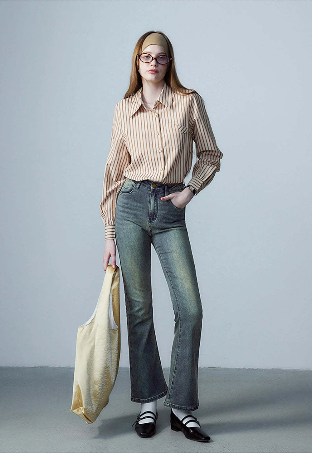 Women's Classic Wide Leg Denim Jeans, Vintage High Waist with Full-Length Style