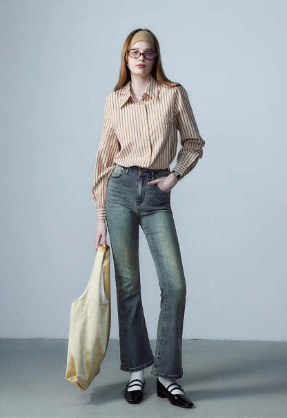 Women's Classic Wide Leg Denim Jeans, Vintage High Waist with Full-Length Style