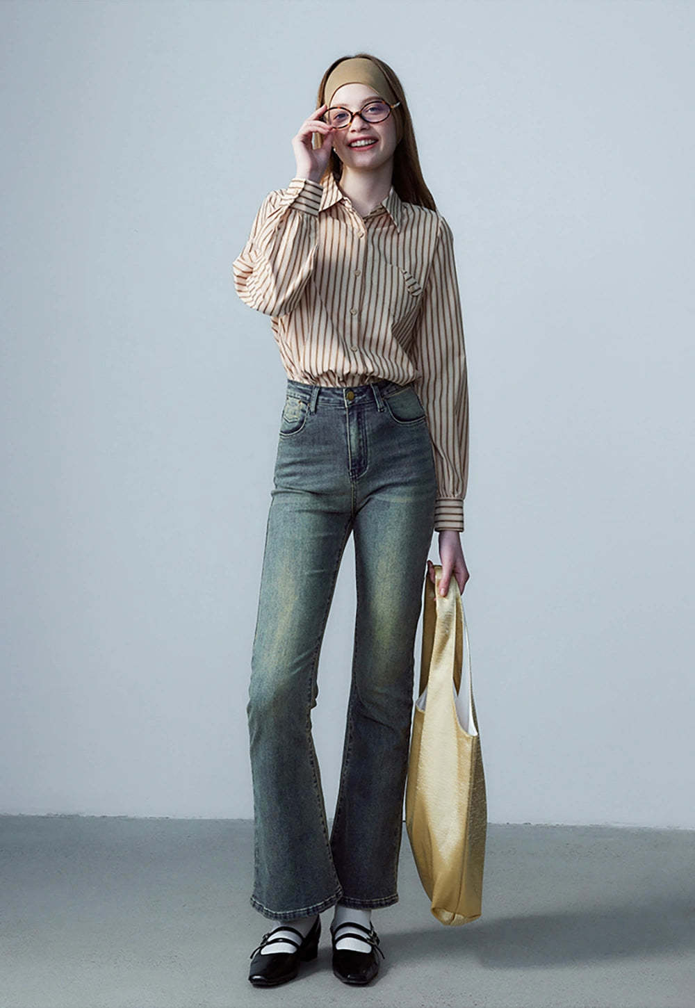 Women's Classic Wide Leg Denim Jeans, Vintage High Waist with Full-Length Style
