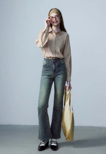 Women's Classic Wide Leg Denim Jeans, Vintage High Waist with Full-Length Style