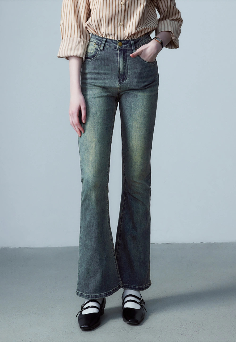 Women's Classic Wide Leg Denim Jeans, Vintage High Waist with Full-Length Style