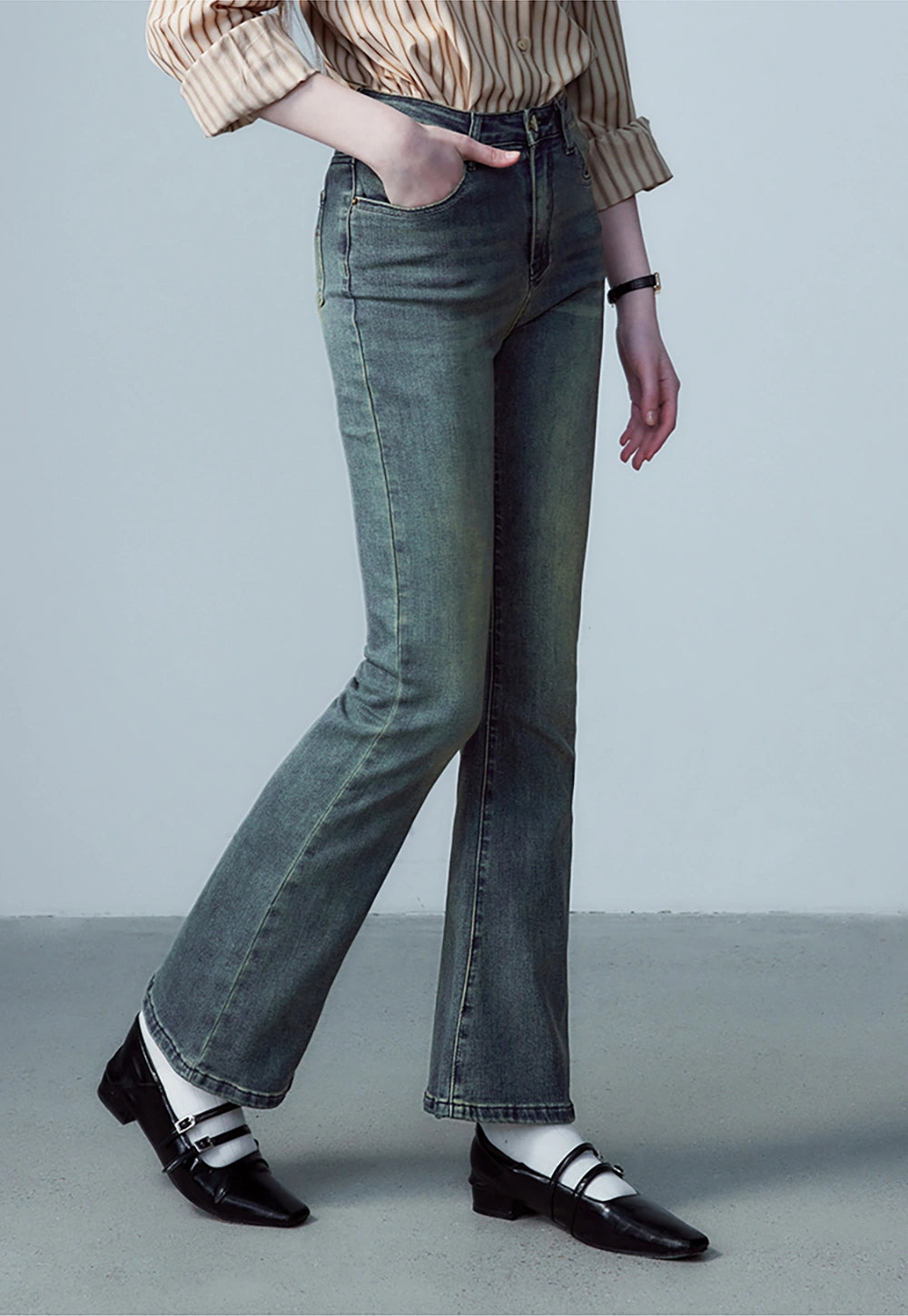 Women's Classic Wide Leg Denim Jeans, Vintage High Waist with Full-Length Style