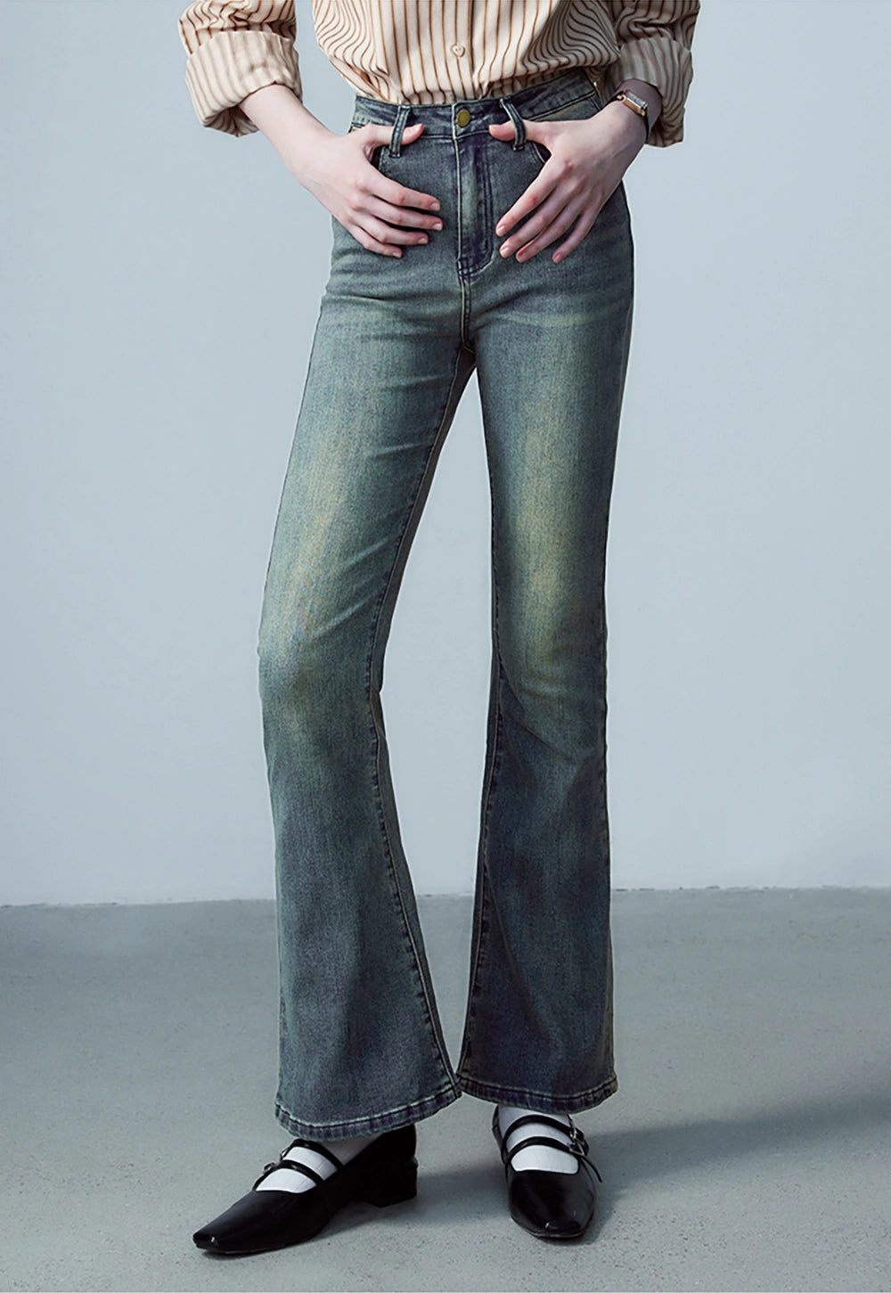Women's Classic Wide Leg Denim Jeans, Vintage High Waist with Full-Length Style