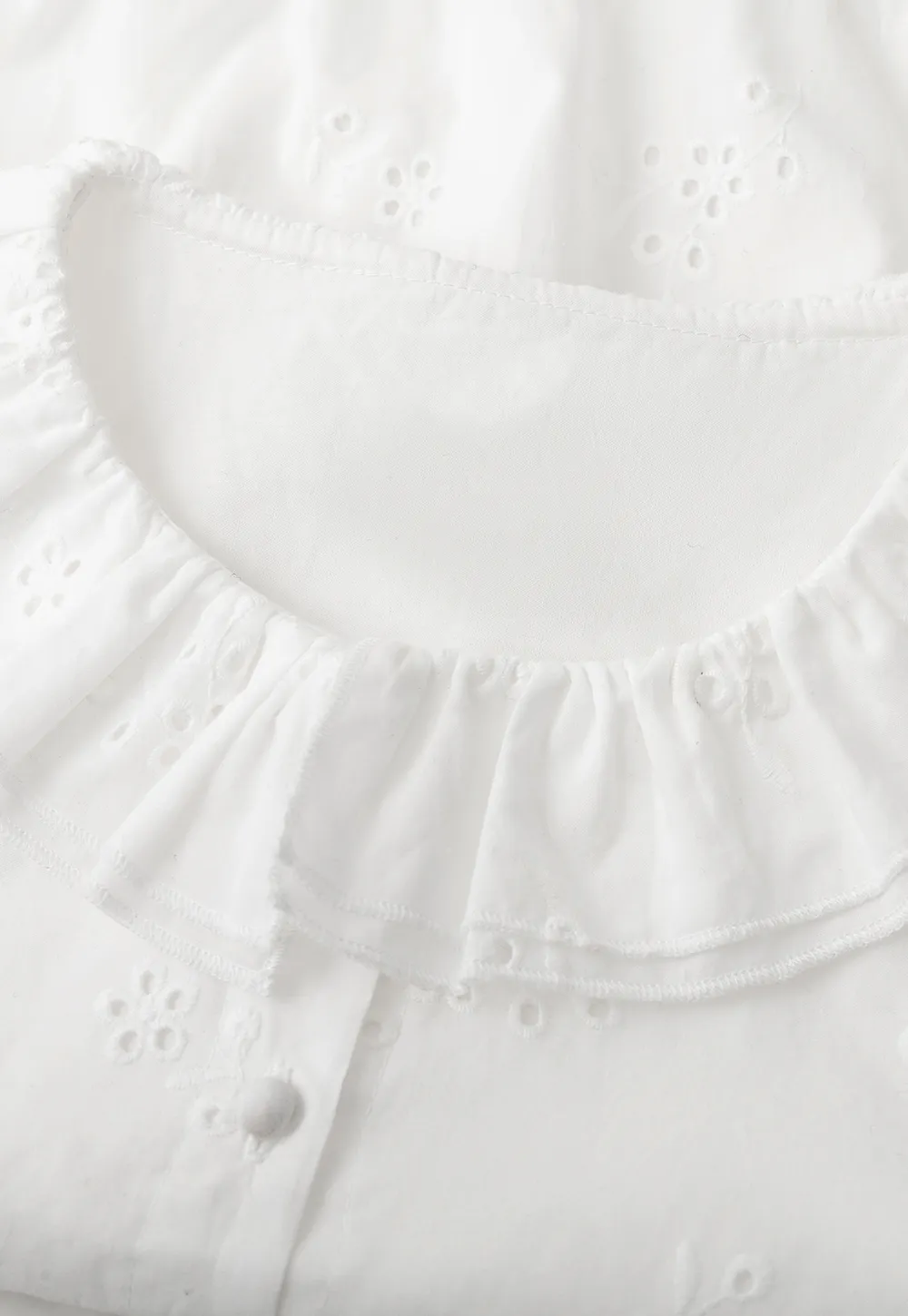 Ruffled Collar Long Sleeve Button Up Shirt