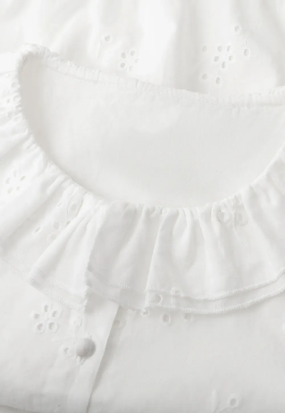 Ruffled Collar Long Sleeve Button Up Shirt