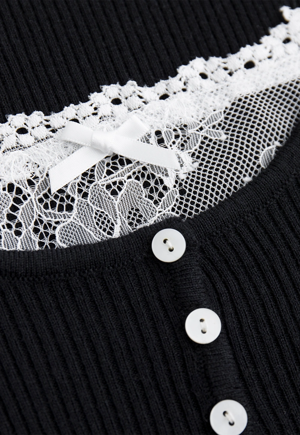 Women Lace Trim Knit Top Long Sleeve Elegant Style