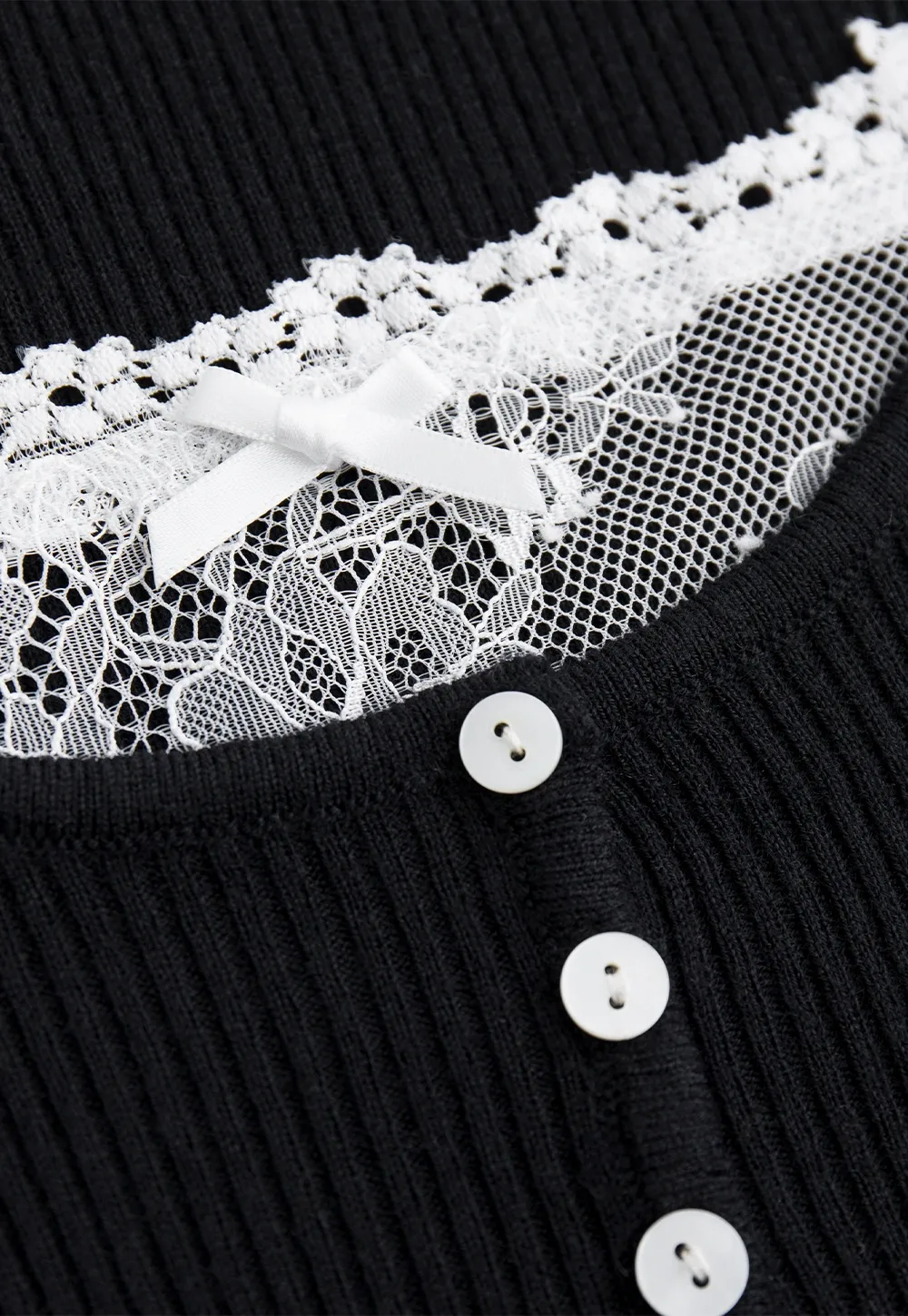 Women Lace Trim Knit Top Long Sleeve Elegant Style