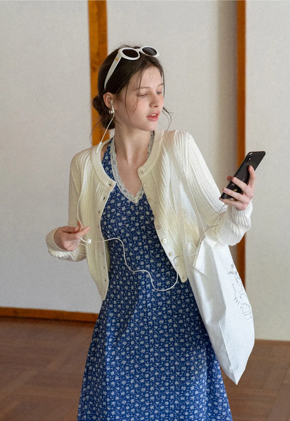 Ribbed Knit Cardigan with Button Closure