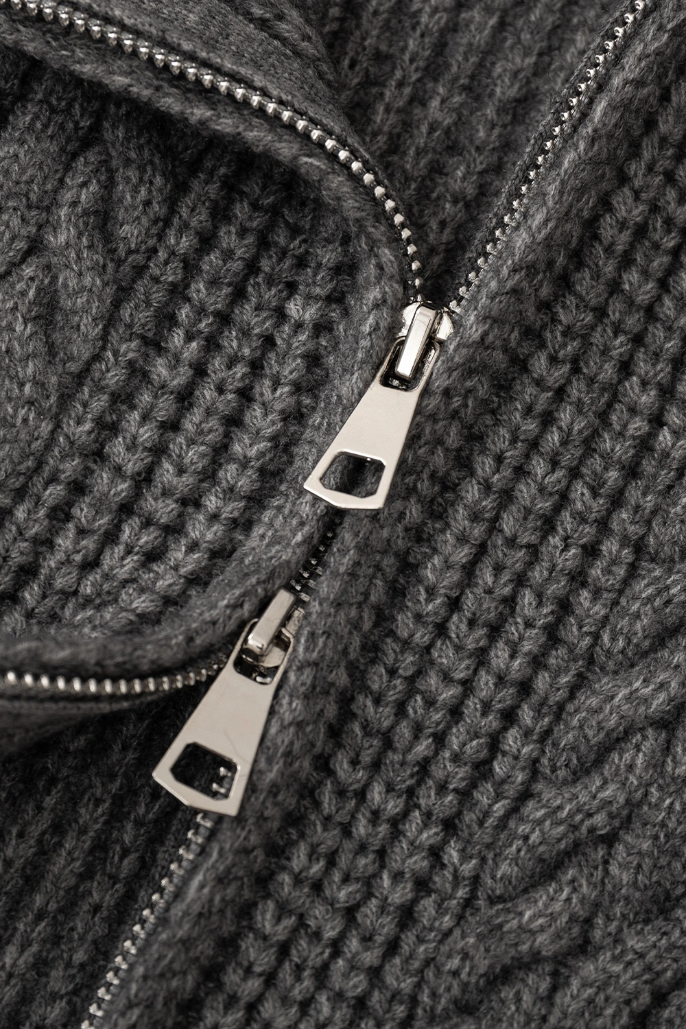 Cable Knit Zip-Up Sweater and Skirt Set