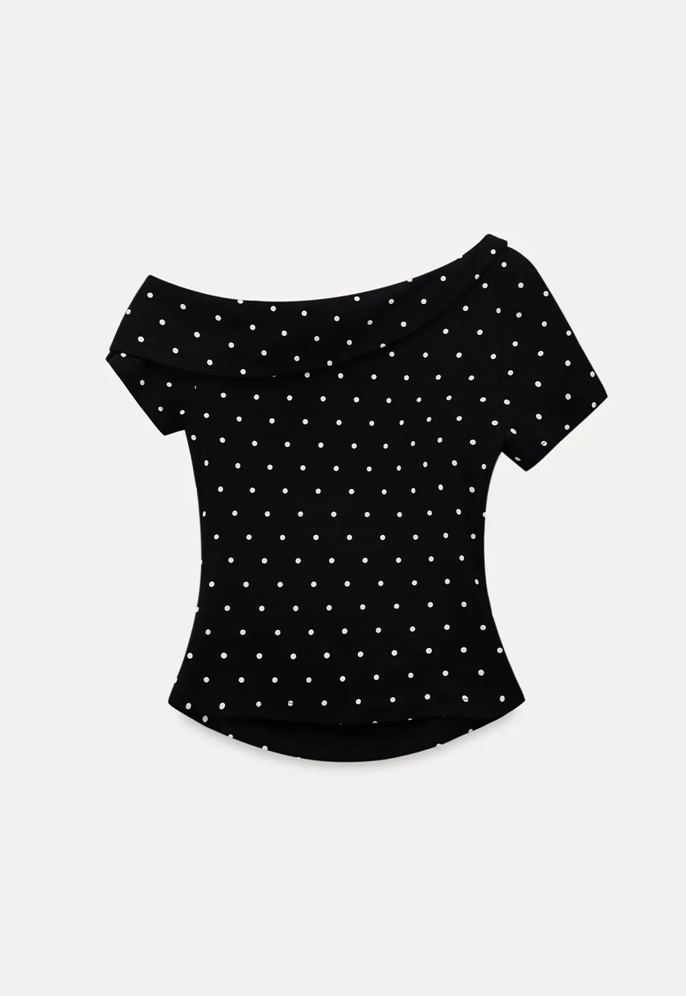 Polka dot off shoulder short sleeve tops