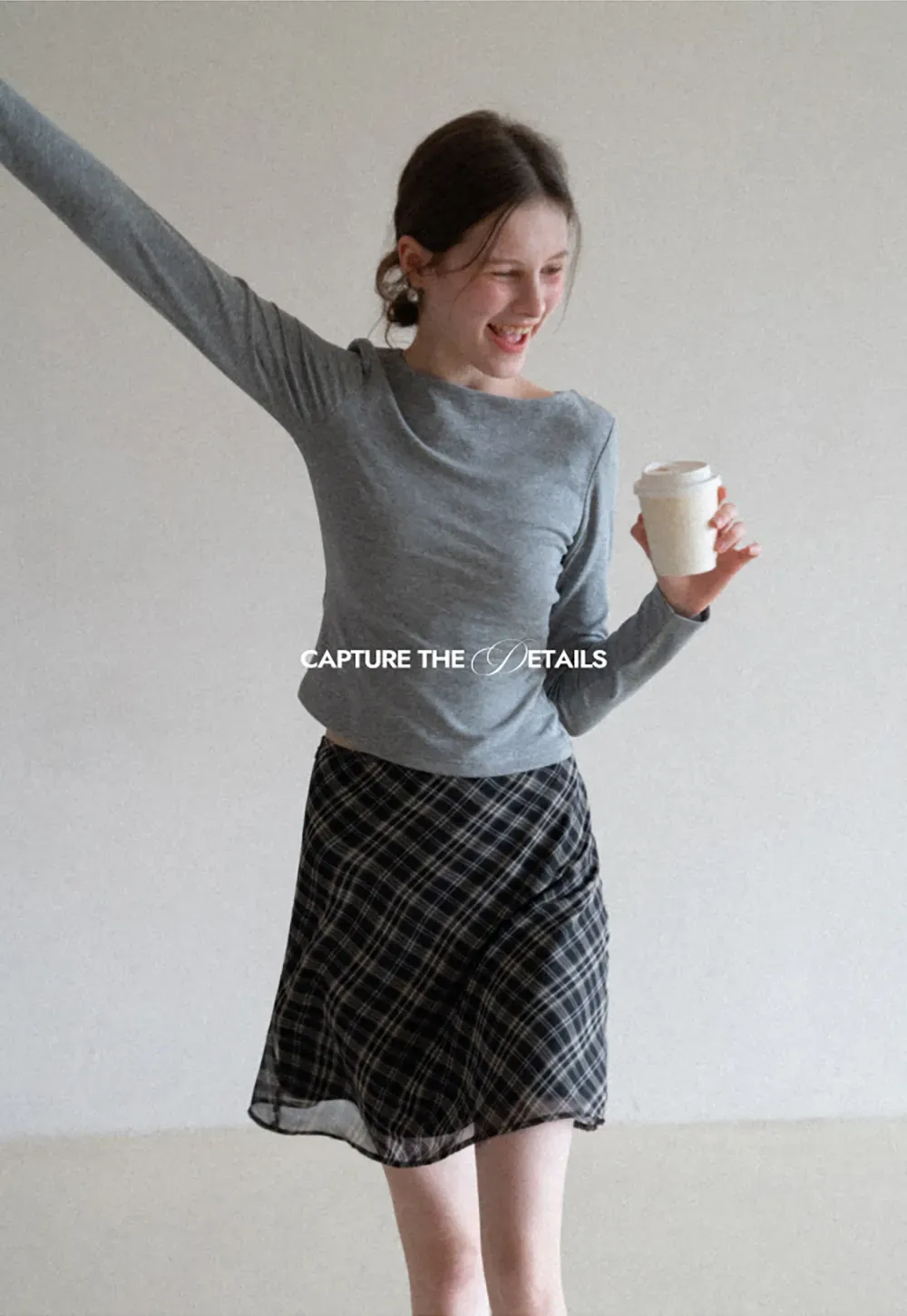 Plaid Skirt with Flowy Hem Design