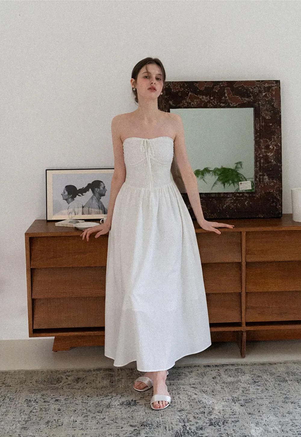 Strapless Maxi Dress with Front Bow Detail