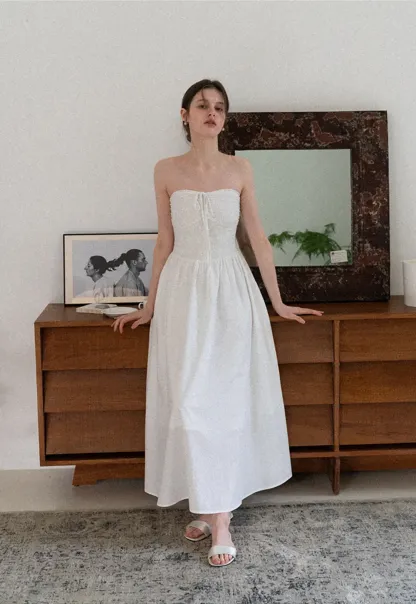 Strapless Maxi Dress with Front Bow Detail