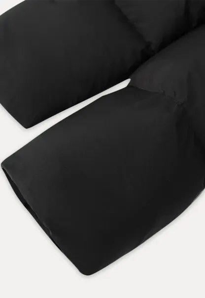 Long Puffer Coat with Fur Trim Hood Belted Design