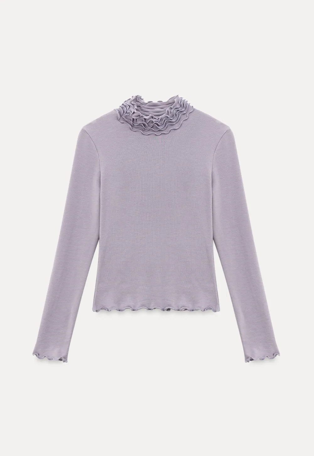 Elegant High Neck Long Sleeve Top with Ruffle Detail