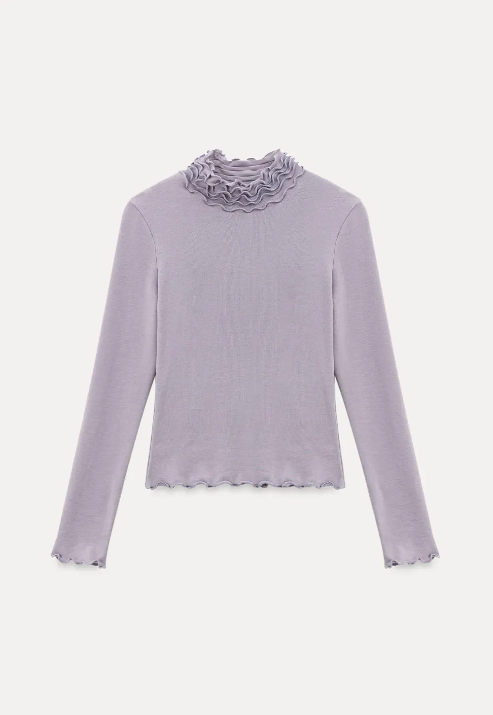 Elegant High Neck Long Sleeve Top with Ruffle Detail