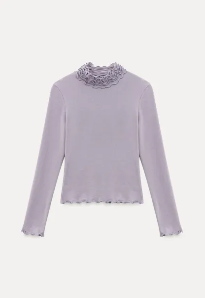 Elegant High Neck Long Sleeve Top with Ruffle Detail