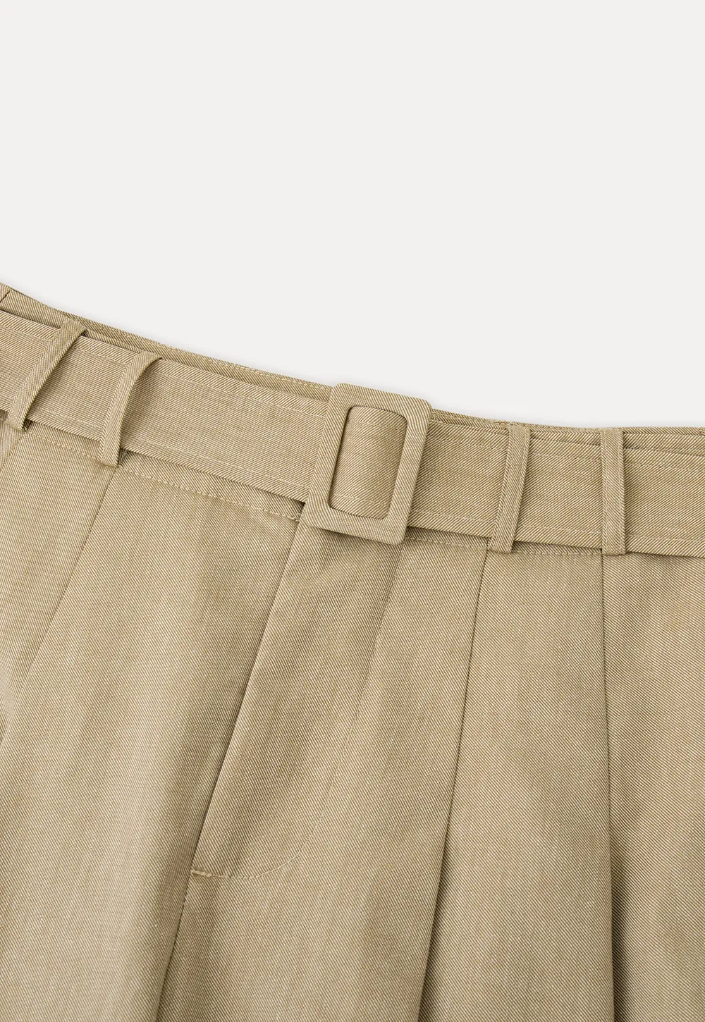 Wide Leg Pleated Casual Pants with Belt