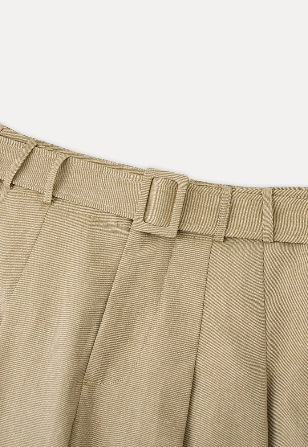 Wide Leg Pleated Casual Pants with Belt