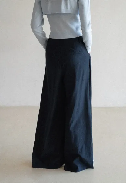 Casual Pants with Wide Legs and Pleats