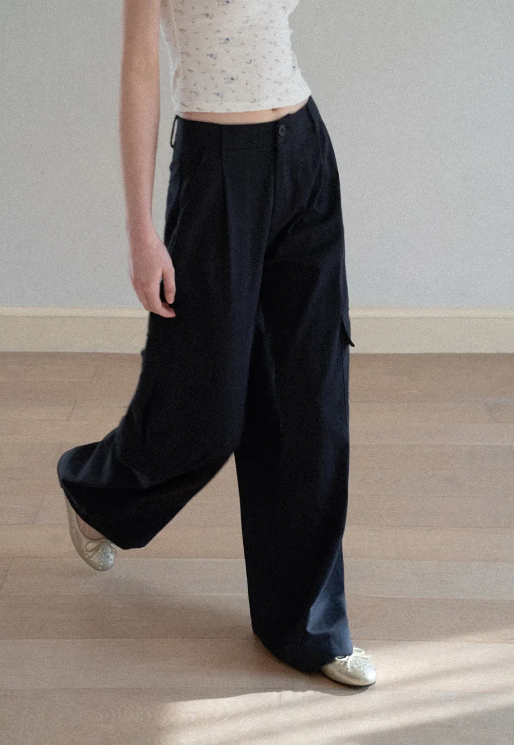 Wide Leg Pleated Casual Pants