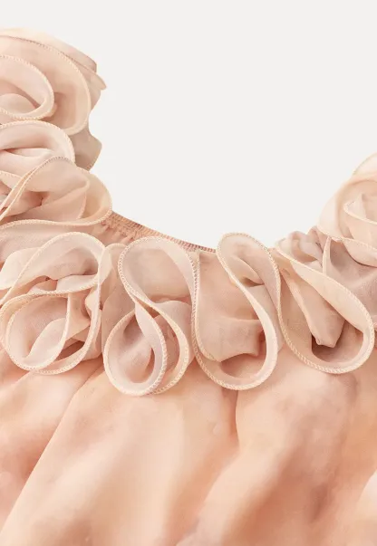 Off Shoulder Ruffled Lace Chiffon Blouse