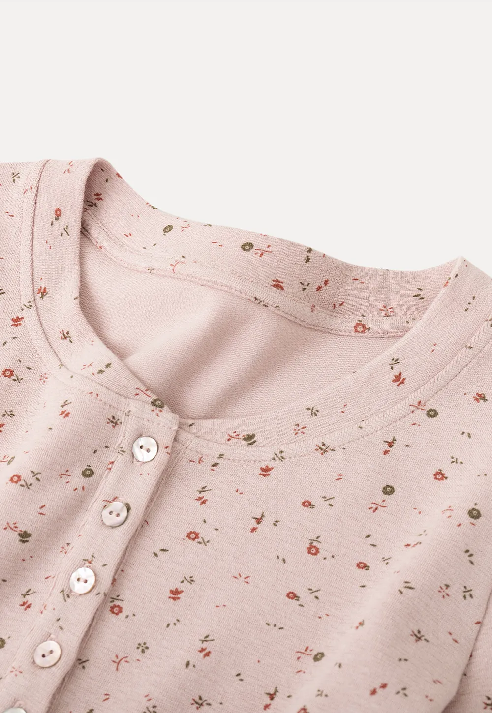 Long sleeve button front top with floral print