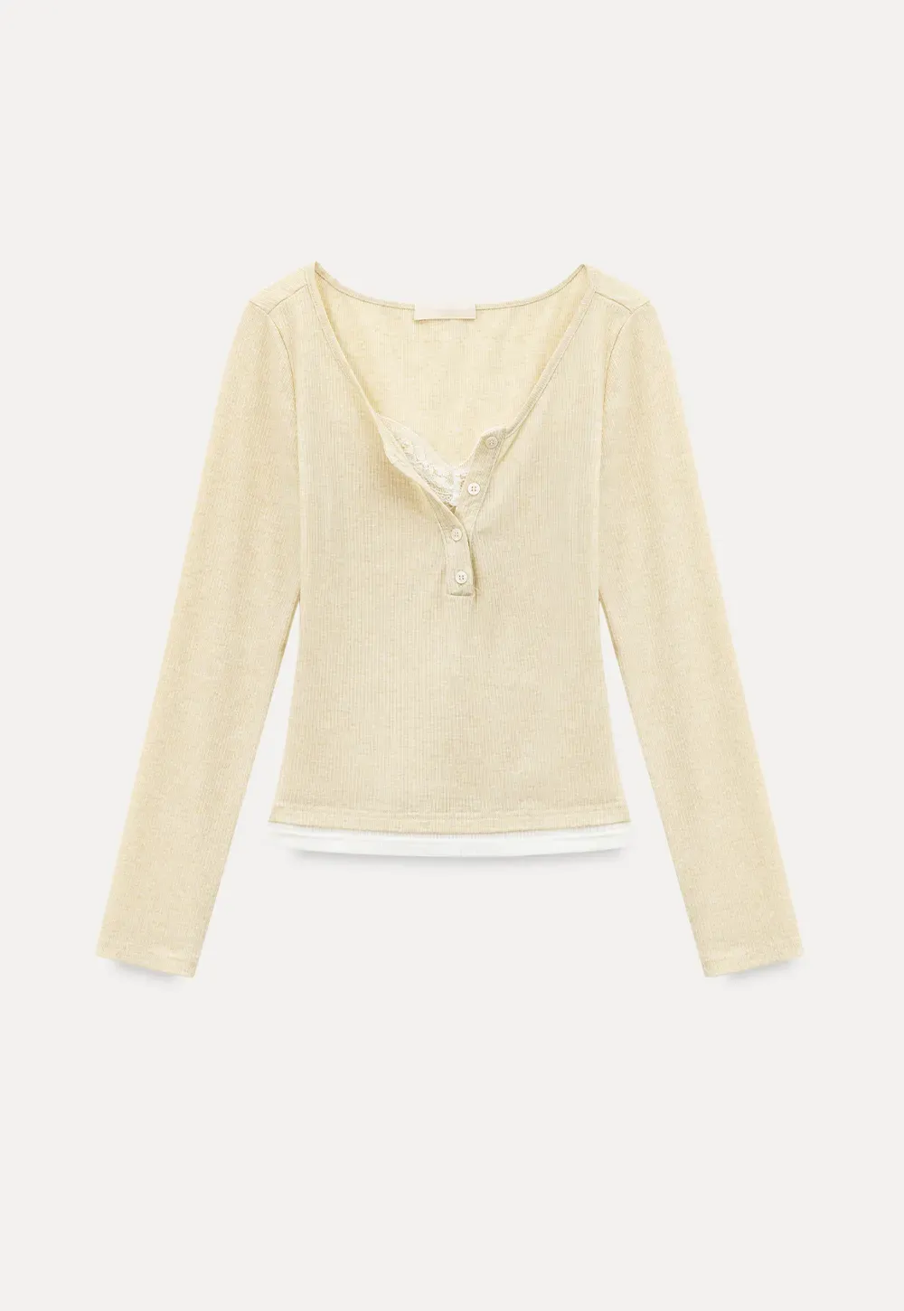 Long sleeve ribbed crop top with square neckline