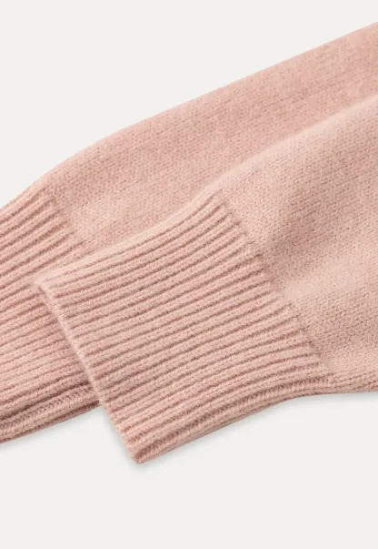Pink Hooded Knit Sweater for Women Soft Warm Casual Top