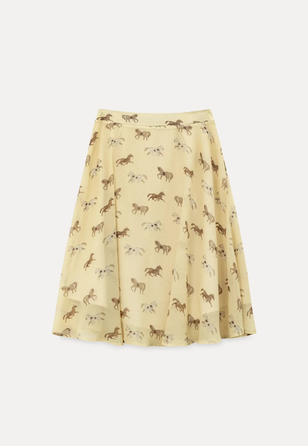Horse Print Flared Midi Skirt