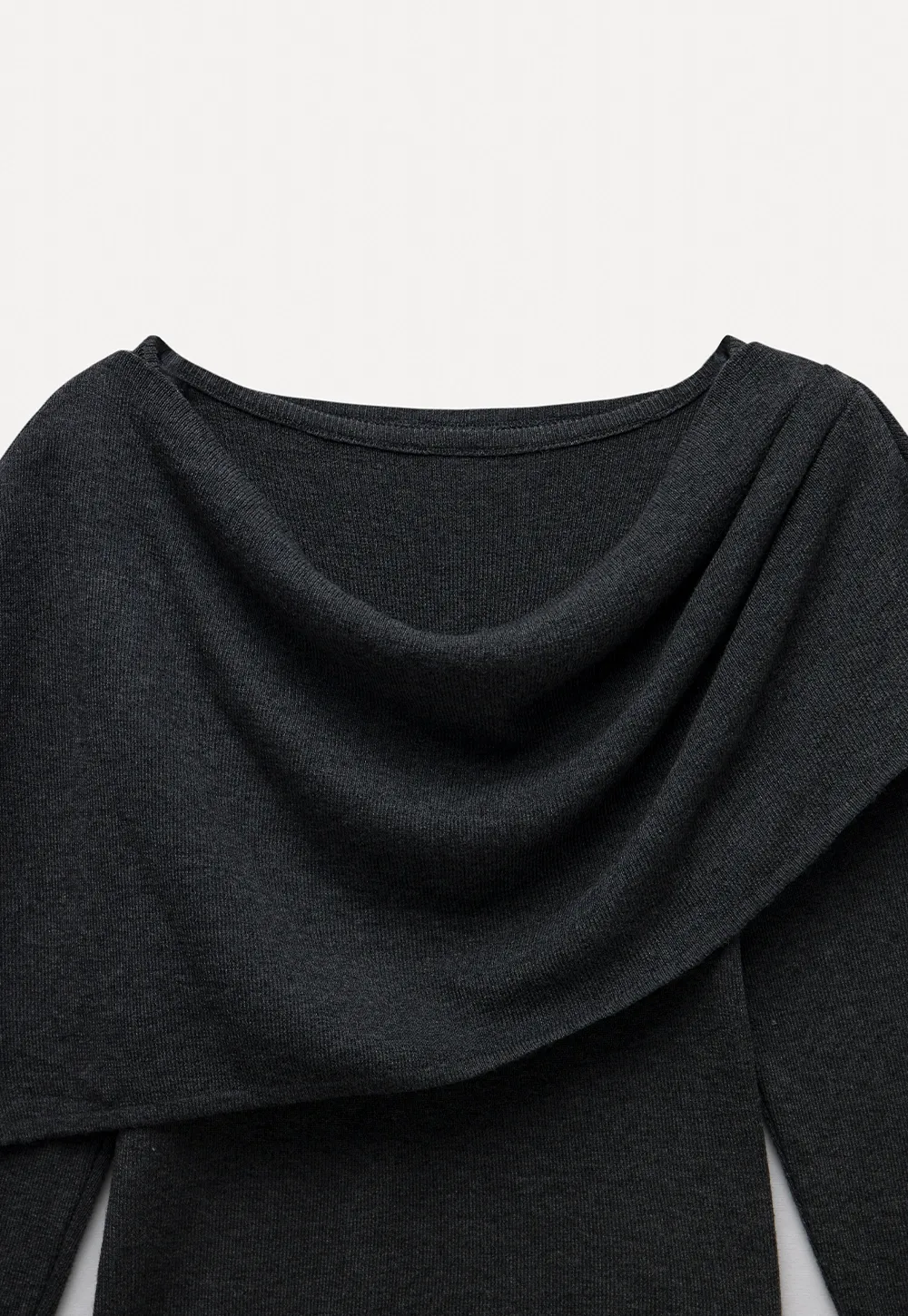 Womens Draped Cowl Neck Knit Top