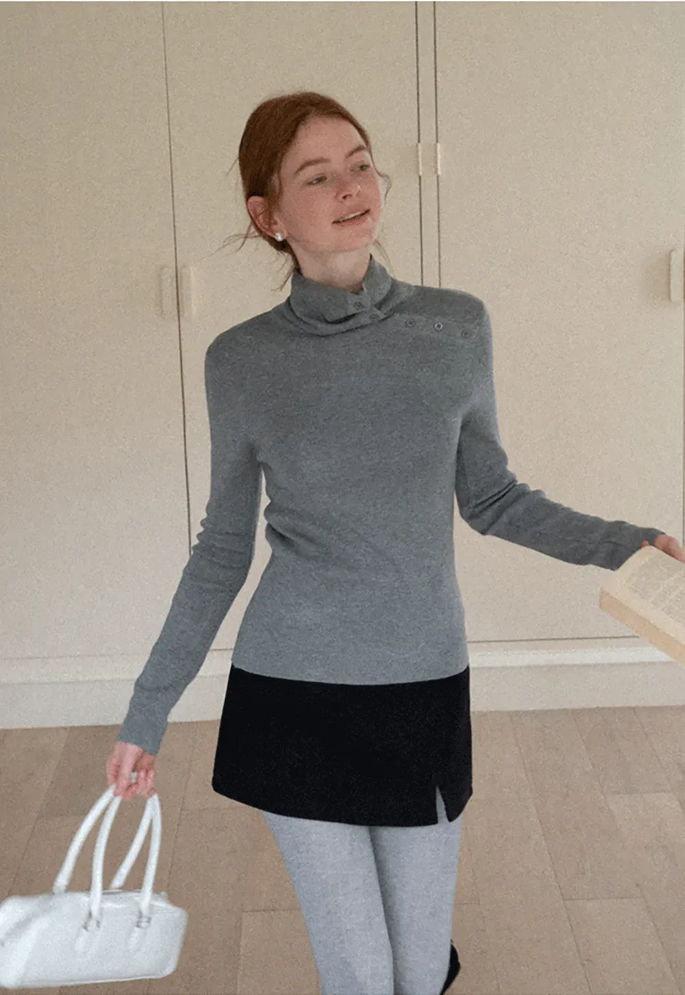 Turtleneck Sweater Long Sleeve Knitwear Women's Fitted Top