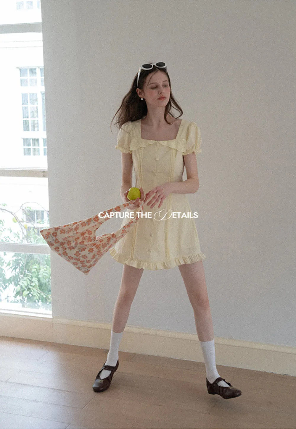 Short Sleeve Button Front Dress with Ruffled Hem